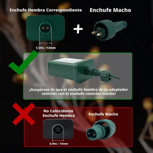 Vista 3 de Cable de alimentación Goodsby encendido/apagado para luces de árbol de Navidad, iluminación festiva, luz de cadena LED impermeable con conector