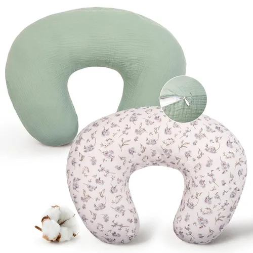 Vista 8 de FUNUPUP Funda de almohada de lactancia de muselina compatible con almohada de lactancia Boppy, fundas suaves de lactancia para bebés para almohadas