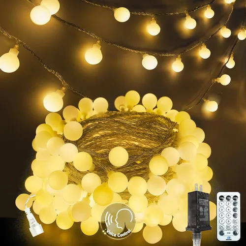 Vista 13 de LORRYTE Luces de Navidad marroquíes para exteriores operadas por batería, 60 LED de 36 pies, luces de globo de hadas con 8 modos de iluminación