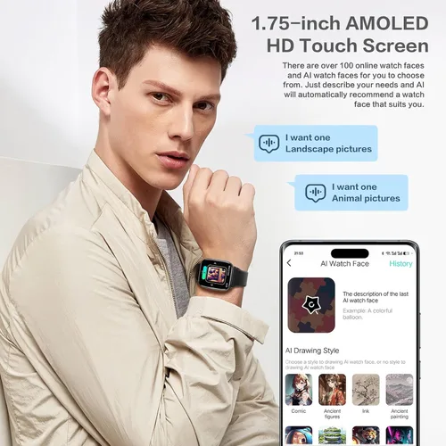 Vista 3 de 2025 Lightweight Smart Watch for Women, 1.75" AMOLED AI Smartwatch with Da GPT, Fitness Tracker with Heart Rate SpO2 Blood Pressure Sleep Monitor