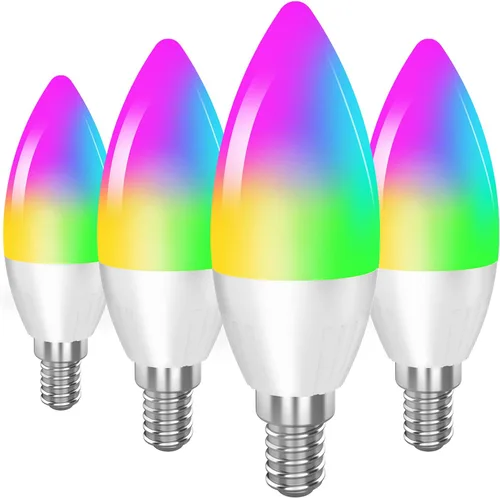 Vista 5 de DOGAIN Bombillas LED para candelabros con base E12, cambio de color y bombilla inteligente regulable, compatible con Alexa Google Home, bombillas