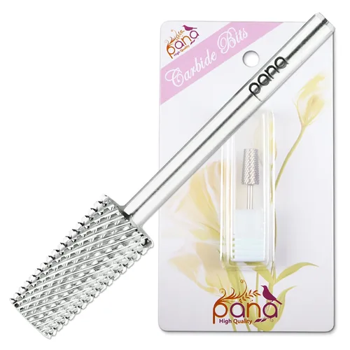 Vista 11 de PANA - Cabezal cónico de carburo con vástago de 3/32 pulgadas (negro, grano grueso), broca de uñas para eliminación rápida de acrílico o gel duro