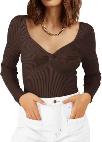 Vista 31 de LILLUSORY Ropa de otoño con nudo torcido 2025 para mujer, trajes de moda con parte superior acanalada de manga larga