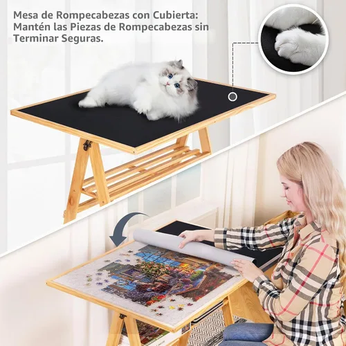 Vista 5 de LAVIEVERT Mesa de rompecabezas inclinable de 1500 piezas con patas