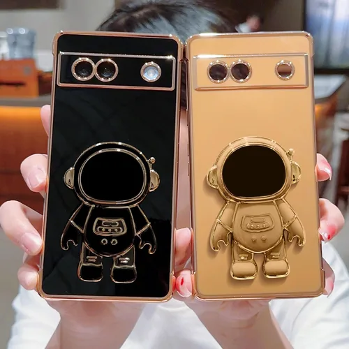 Vista 5 de phylla Funda para teléfono para Google Pixel 7A 6.1" 5g, Funda de teléfono con soporte astronauta chapado de lujo con patrón lateral pequeño