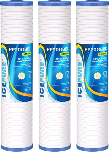 Vista 10 de ICEPURE Filtro de agua de carbón activado y KDF de gran capacidad de 4.5 x 20 pulgadas, filtración de metal pesado para toda la casa, filtro de agua