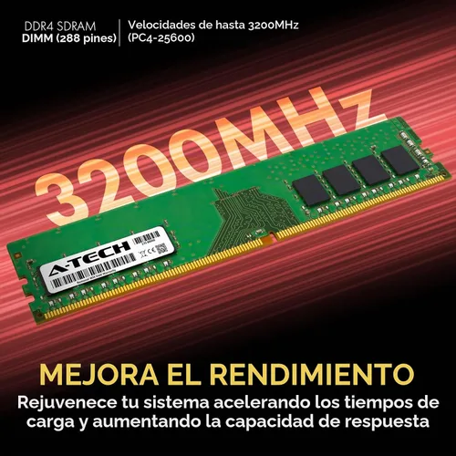 Vista 3 de A-Tech 8GB DDR4 3200 MHz UDIMM PC4-25600 (PC4-3200AA) CL22 DIMM Módulo de Memoria RAM de Escritorio No ECC