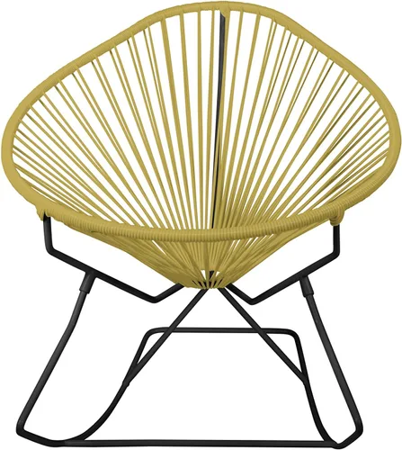 Vista 6 de Innit Designs Acapulco - Silla mecedora con estructura cromada, color turquesa, tejido naranja Verde