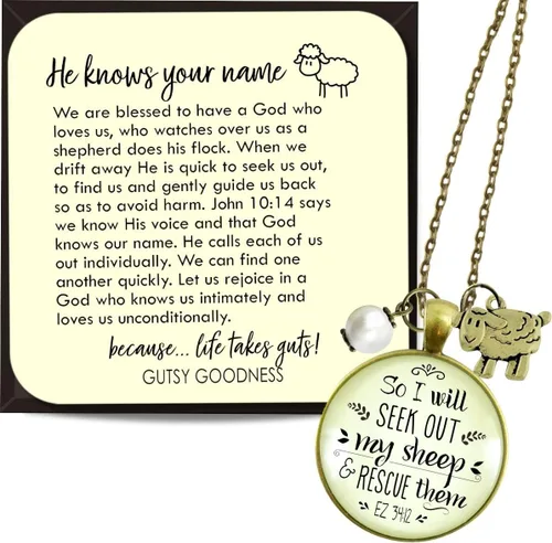 Vista 12 de Gutsy Goodness Faith He Cares - Collares hechos a mano con mensaje para mujer cristiana