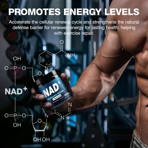 Vista 8 de Suplemento NAD+ de 1000mg - Ribósido de nicotinamida (NR) y resveratrol, NAD liposomal de ingredientes orgánicos puros para mujeres y hombres