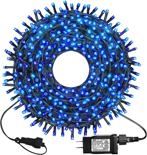 Vista 14 de kemooie 300 luces LED verdes de Navidad, 99 pies, 8 modos de parpadeo, enchufables, tira de luces de alambre verde, luces de Navidad impermeables
