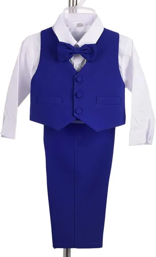 Vista 3 de Lito Angels Trajes formales de esmoquin para bebé, trajes de bautizo de boda, conjunto de 5 piezas sin cola 022