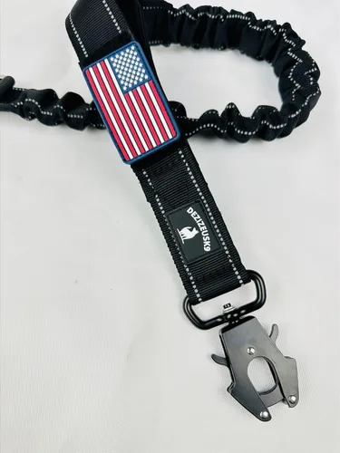 Vista 4 de Correa elástica resistente para perro, absorción de golpes, clip para cinturón de seguridad, cierre de rana de liberación rápida, asas dobles
