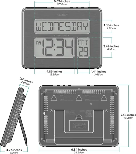 Vista 7 de La Crosse Technology 513-1419C Reloj de pared digital atómico con calendario y temperatura