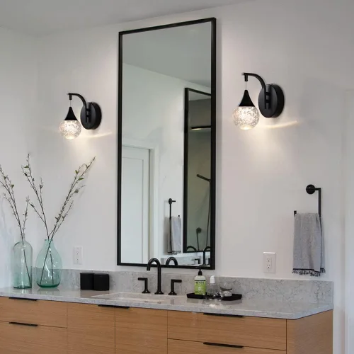 Vista 3 de Sedelan Moderno aplique de pared de burbujas de cristal, lámpara de pared LED regulable de 5 W, iluminación de pared blanca cálida de 3300 K, negro
