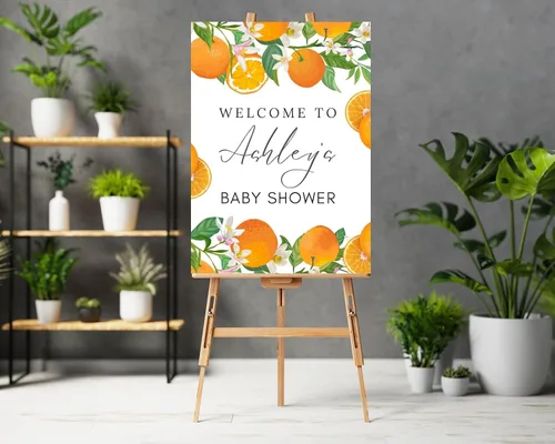 Vista 15 de Cartel de bienvenida personalizado para baby shower, cartel de bienvenida floral de niña, póster de bienvenida de rubor rosa Versión #1