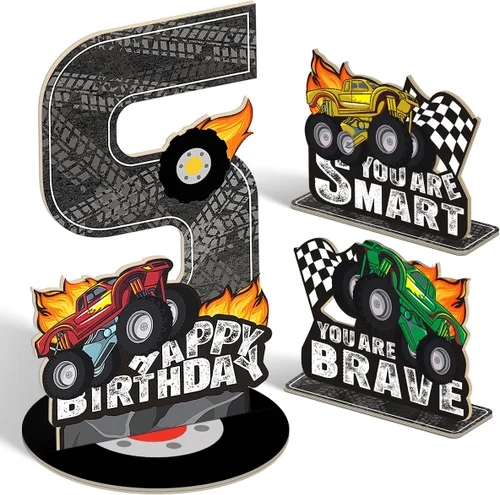 Vista 15 de Juego de 3 piezas de dinosaurios con signo de número de 2º cumpleaños, decoración de mesa de dinosaurios para niños y niños de 2º cumpleaños