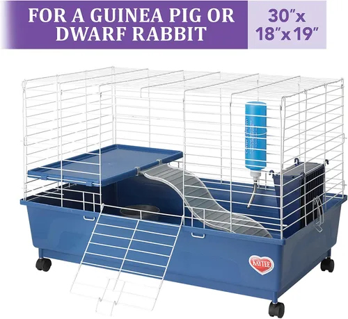 Vista 2 de Kaytee My First Home Deluxe Cobayo - Jaula de 2 niveles con ruedas Caster