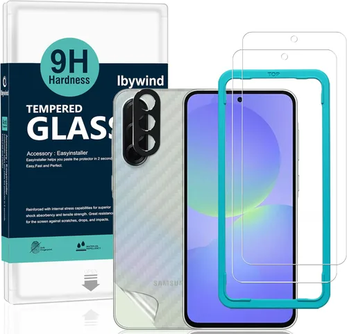 Vista 9 de Ibywind Protector de pantalla para SamSung Galaxy A32 5G (6.5 pulgadas), con 2 piezas de vidrio templado, 1 protector de lente de cámara, 1 película