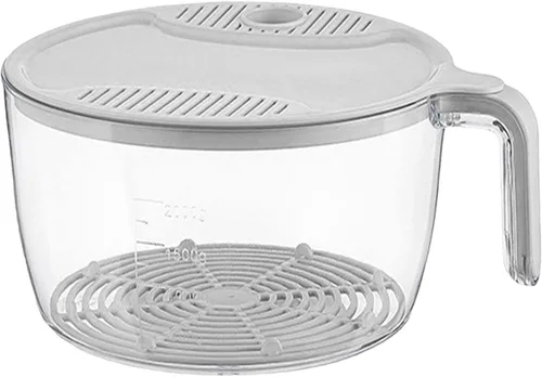 Vista 3 de Cesta multifuncional para fregadero, colador de arroz, cuenco, filtro de lavado, colador de plástico, lavadora automática de arroz, colador de Beige