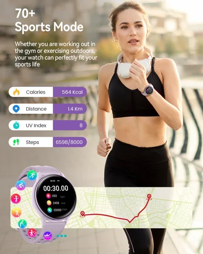 Vista 5 de Relojes inteligentes para mujer (respuestahacer llamadas), monitor de actividad de pantalla AMOLED de 1.27 pulgadas con monitor de frecuencia