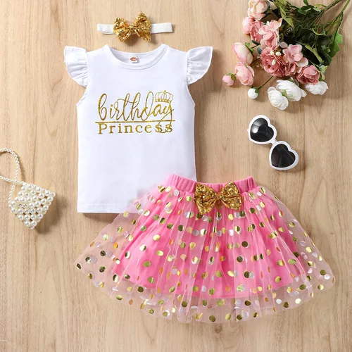 Vista 8 de Vestido de princesa de cumpleaños para niñas pequeñas, chaleco sin mangas, falda tutú de malla con lunares