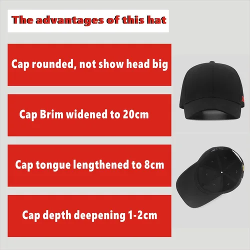 Vista 6 de Gorra de béisbol de gran tamaño XXL para hombres, sombreros bordados grandes, sombrero de papá ajustable de 23.6 a 26.8 pulgadas