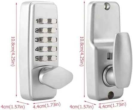 Vista 4 de Cerradura mecánica de puerta sin llave, combinación de código de 2 a 8 dígitos, cerradura de puerta de entrada con contraseña, cerradura