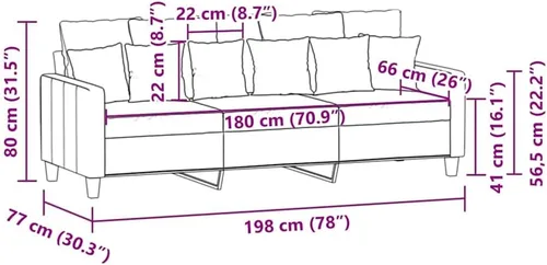 Vista 3 de vidaXL Sofá de 3 plazas, tela, metal, textileno, diseño moderno, asiento cómodo, para sala de estar o salón, negro
