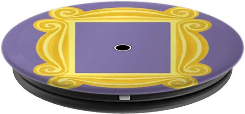 Vista 4 de Marco amarillo de puerta morada, mirilla, regalo divertido, PopSockets estándar PopGrip