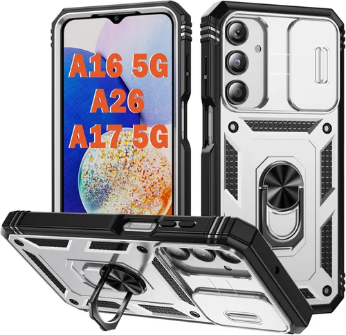 Vista 94 de PASNEW Funda militar para iPhone 13 Pro Max, cubierta de cámara deslizante y soporte de anillo de metal de 360°, carcasa rígida multicapa resistente