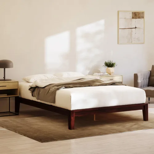 Vista 17 de Nectar Base de cama y cabecera de plataforma de bambú, natural, tamaño King, patas de soporte central flotantes, altura de 12 pulgadas, fácil