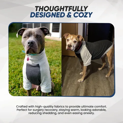Vista 6 de Tooth & Honey Camisa para perros grandes, transpirable, de algodón y elastano, con cobertura completa debajo del vientre, para aliviar alergias