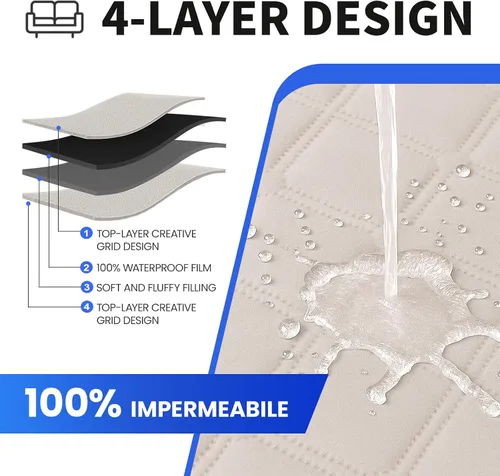 Vista 4 de XINEAGE Fundas 100% impermeables para sofá modular en forma de L, reversible, lavable, con botones de chaise plum flower, protector de muebles