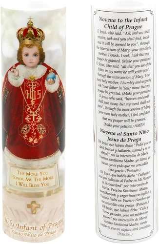 Vista 3 de Santo Niño de Praga, Vela LED sin llama de oración de devoción, The Saints Collection