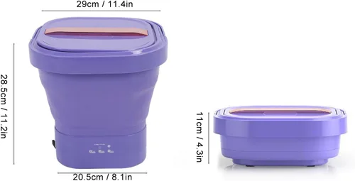 Vista 2 de Lavadora portátil de 23 litros, lavadora plegable recargable con secadora giratoria, mini lavadora para ropa interior, pequeñas delicadas, adecuada