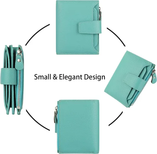Vista 3 de Lavemi Small Compact Women Wallet RFID Blocking Genuine Leather Bifold Purse with ID Windows
