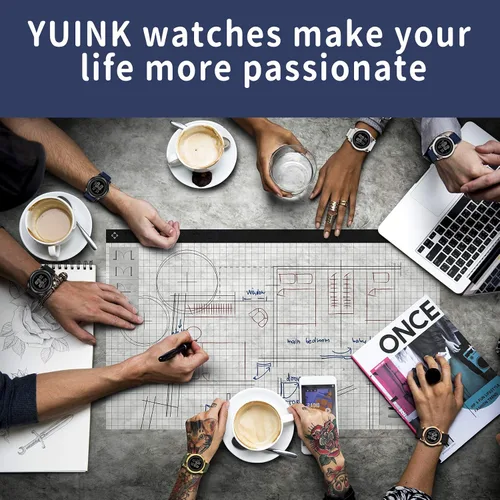 Vista 7 de YUINK Mens Watch Ultra-Thin Digital Sports Watch Waterproof Stainless Steel Fashion Wrist Watch for Men Women