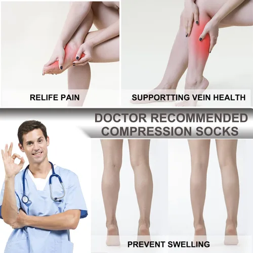 Vista 2 de FuelMeFoot Calcetines de compresión para hombres y mujeres de 20 a 30 mmHg-calcetines de apoyo graduados para fútbol, correr, enfermeras