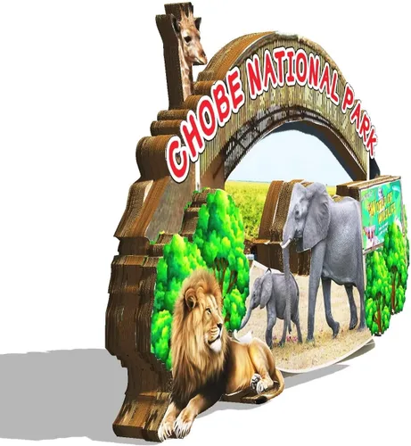 Vista 2 de Chobe National Park Botswana imán imán de nevera 3D hitos de madera viaje coleccionables, recuerdos decoración hecha a mano