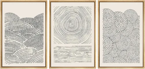 Vista 38 de SIGNWIN Lienzo enmarcado para pared, juego de arte neutro de bosque brumoso, ilustraciones en tono tierra, arte moderno, decorativo, bohemio