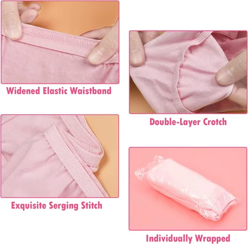 Vista 2 de Las mujeres desechables 100% algodón calzoncillos damas discreto ropa interior bragas para viajes hotel spa hospital estancias