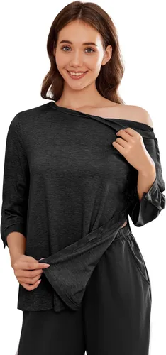 Vista 16 de Camisetas Deyeek para Mujeres Después de Cirugía de Hombro Desmontables Mangas 3/4 Tops para Después de Cirugía de Manguito Rotador Ropa Adaptativa