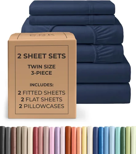Vista 326 de Pack of 2, Twin Size 3 Piece Sheet Set - Breathable & Cooling - White