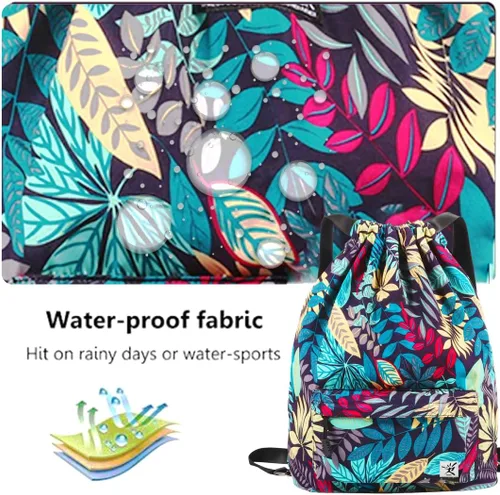 Vista 6 de Bolsa impermeable con cordón para ir al gimnasio o la playa, o practicar deportes, unisex