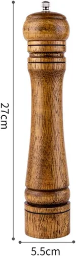 Vista 2 de Molinillo de pimienta de madera, molinillo de sal, molinillo de pimienta manual, grosor ajustable, núcleo de cerámica, recargable, molino triturador