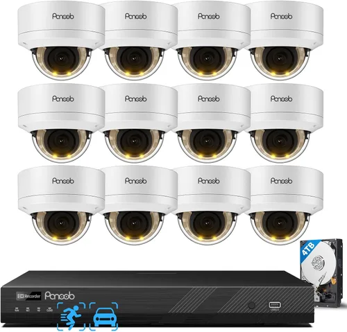 Vista 10 de Sistemas de cámaras de seguridad con cable PoE con disco duro de 2 NVR de 8 canales de 5MP, 4 cámaras IP domo para exteriores de 5MP 0.1 in