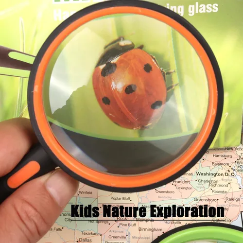 Vista 5 de Ocim Paquete de 2 lupa, 2.953 in, 10 lentes de lupa inastillables de mano con mango de goma antideslizante para personas mayores/niños, lectura
