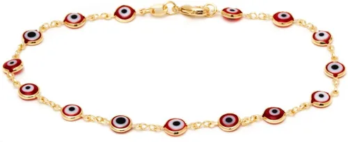 Vista 3 de Barzel Tobillera chapada en oro de 18k con ojo malvado - Hecha en Brasil