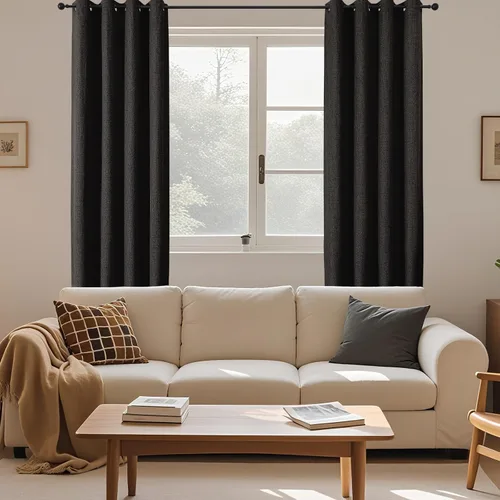 Vista 7 de CUCRAF Juego de 2 paneles de cortinas 100% opacas de 54 pulgadas de largo, cortinas texturizadas de lino para oscurecer la habitación, con ojales